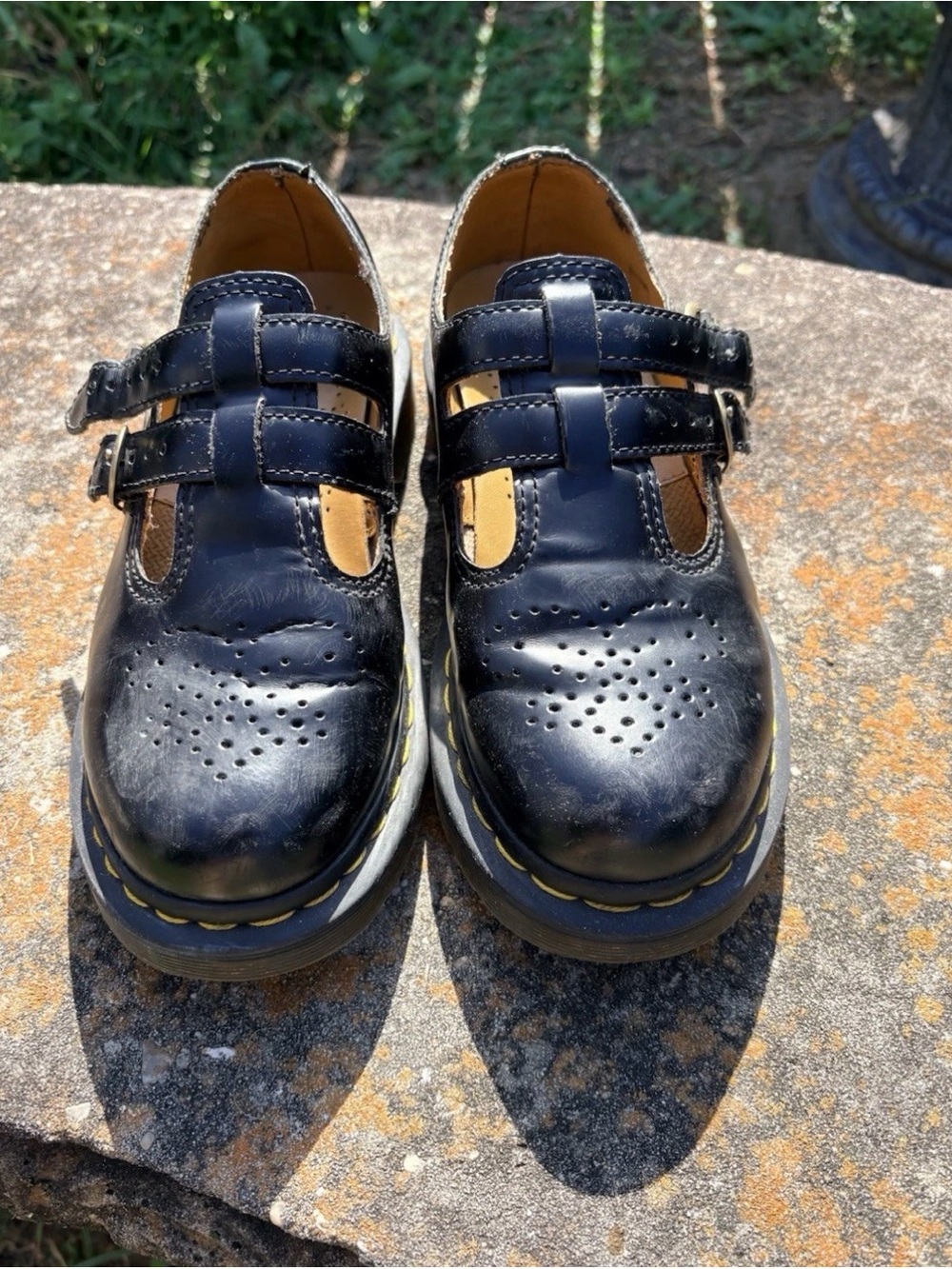 Dr. Martens Double Buckle Black Leather Mary Jane Shoes
